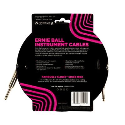 Ernie Ball 10' Braided Instrument Cable, Purple/Black