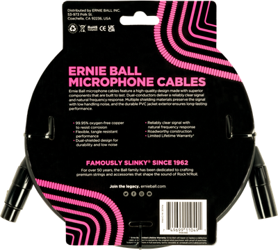 Ernie Ball 20' XLR Microphone Cable, Black