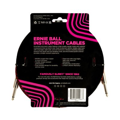 Ernie Ball 10' Braided Instrument Cable, Red/Black