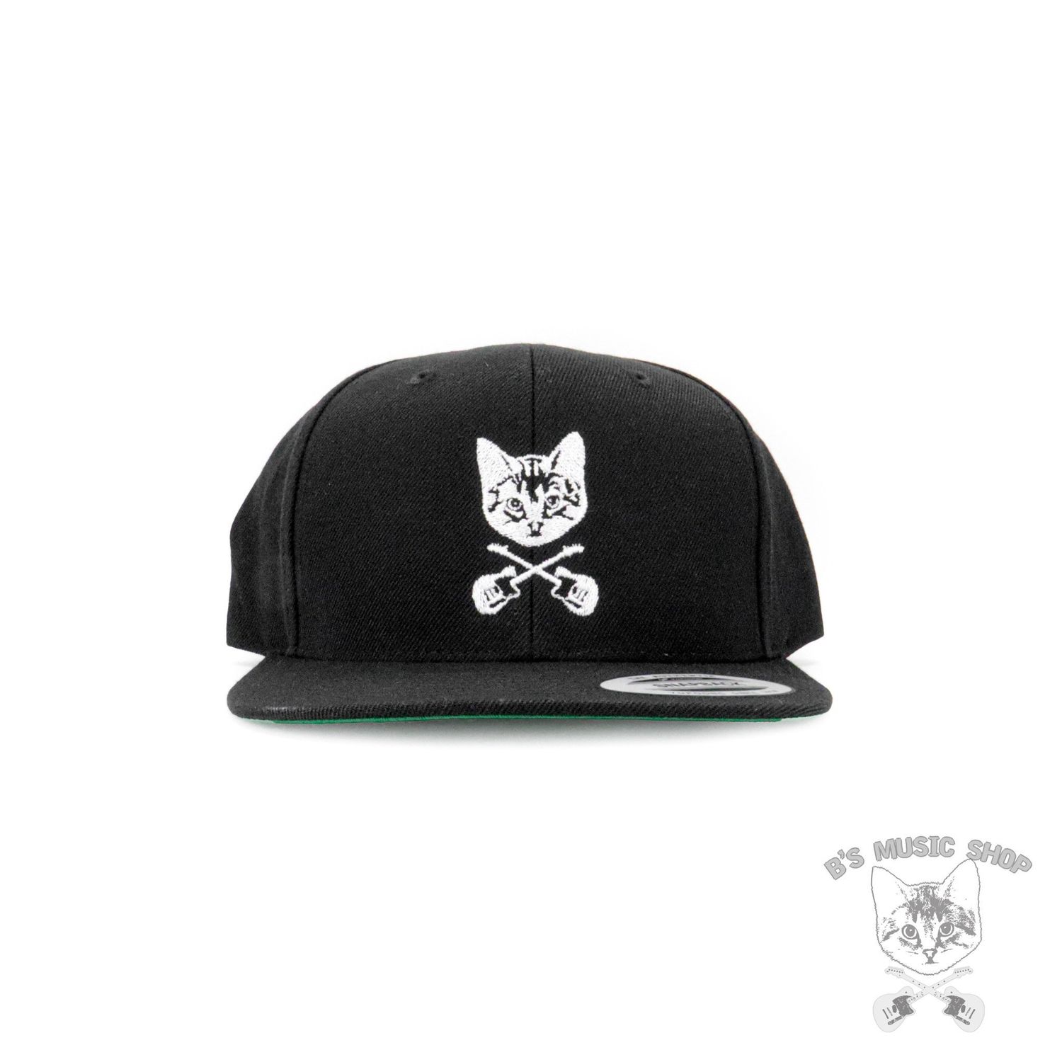 B&#39;s Music Shop Snapback Hat , Style: Standard Flat Bill - White Logo