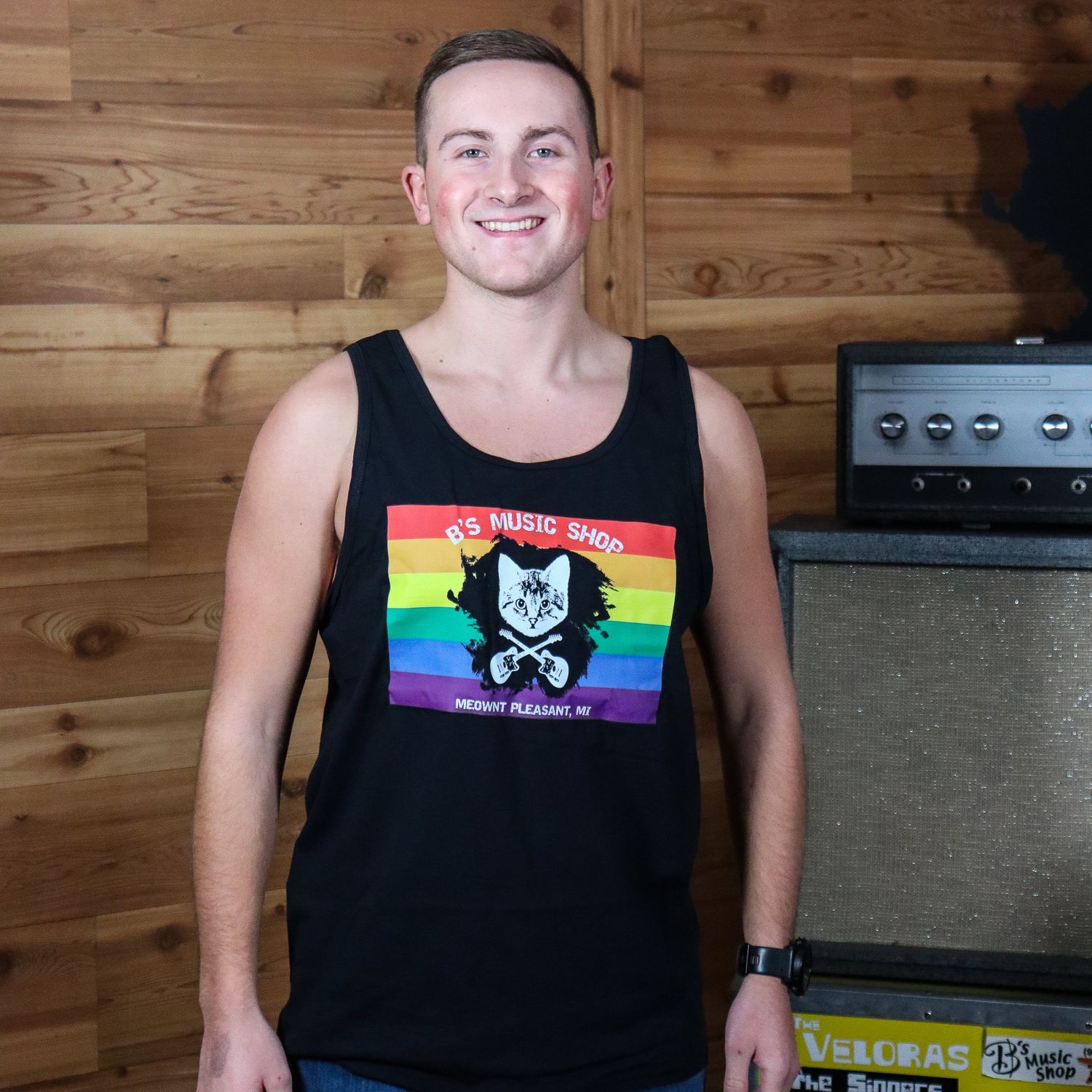 B&#39;s Music Shop Pride Tank, Color: Black, Size: Extra Small