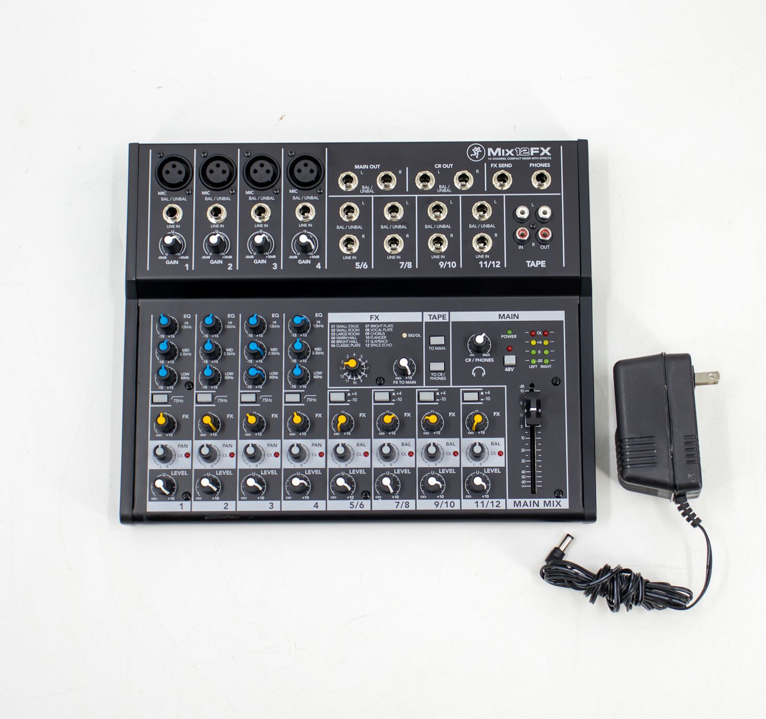 Used Mackie Mix12FX 12-Channel Compact Mixer w/Adapter and Box