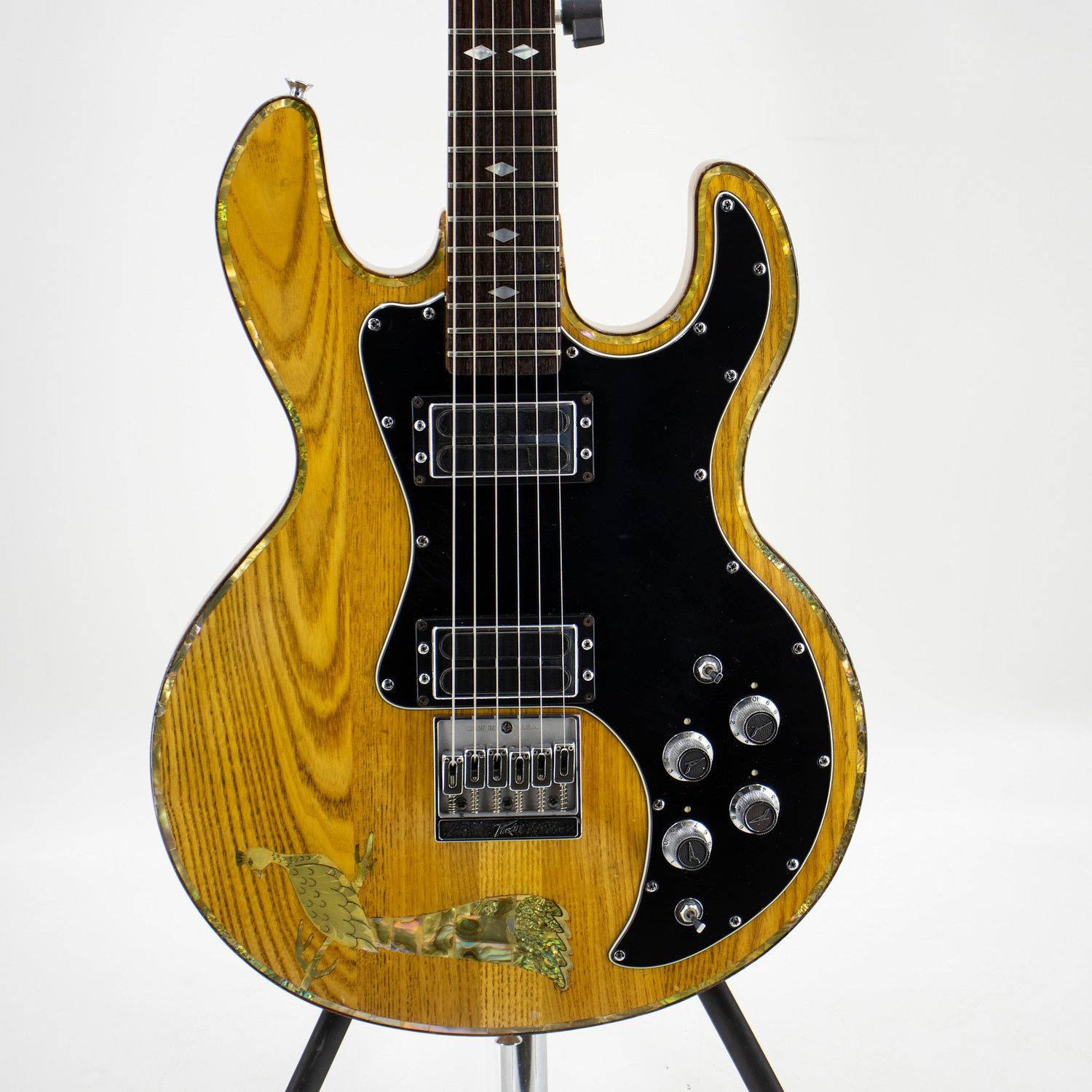 Used Peavey T-60 Natural Custom Peacock Inlay Electric Guitar w/Case
