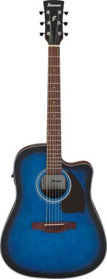 Ibanez PF50CEOBH - Open Pore Transparent Blue Sunburst Top, Natural Mahogany Back and Sides