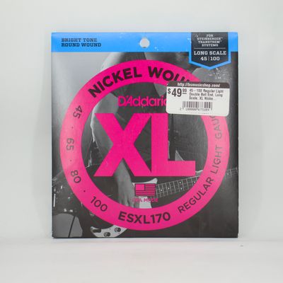 Used D&#39;Addario ESXL170 Bass Strings XL Nickel Regular Light Double Ball End – Mint Condition