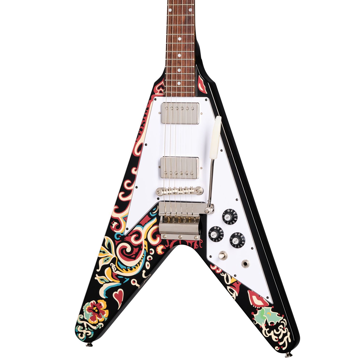 Epiphone Inspired By Gibson Custom Jimi Hendrix &quot;Love Drops&quot; Flying V in Ebony w/ Artwork