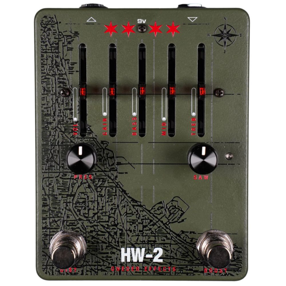 Oneder Effects HW-2 Metal Distortion + Saw Boost in Olive Drab