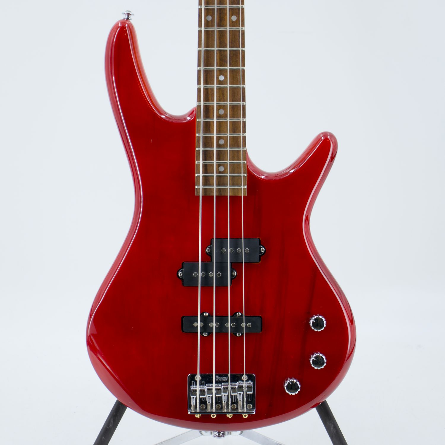 Used Ibanez Gio GSR200 Transparent Red Electric Bass Guitar (3-Knob Variant) – Good Condition