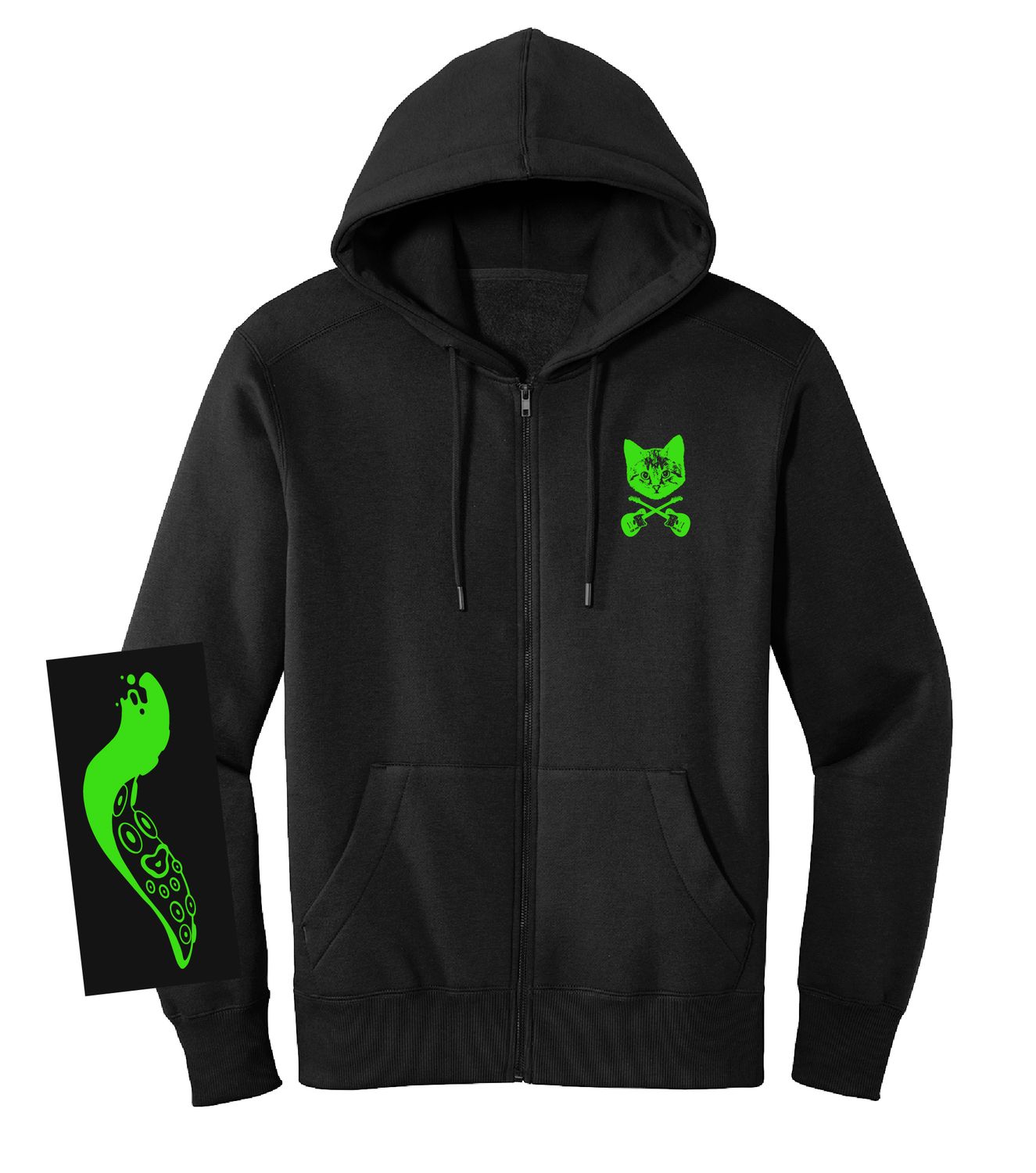 Tentacle Cat Style, Style: Zip Up Hoodie, Size: Small