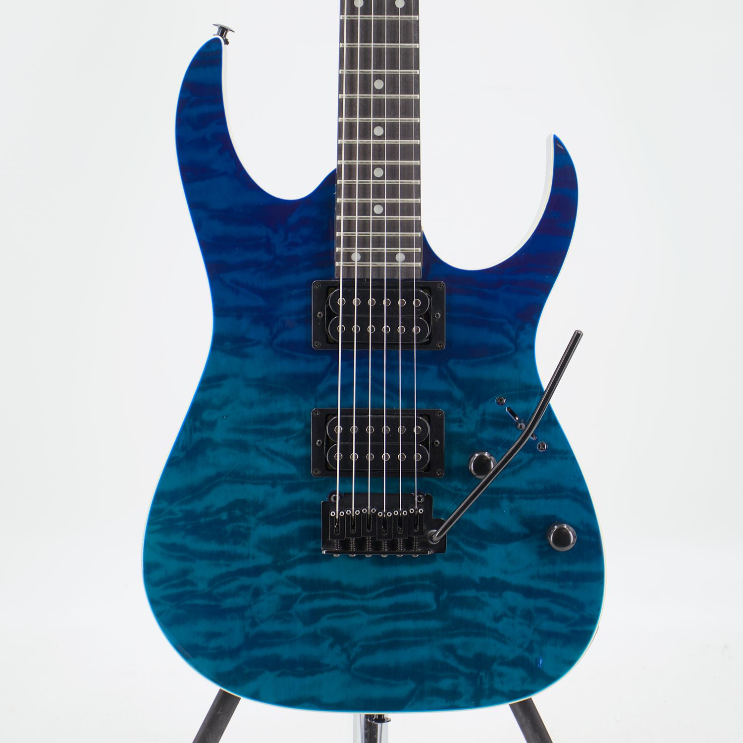 Used Ibanez GIO GRG120QASP Transparent Blue Burst Electric Guitar – Good Condition