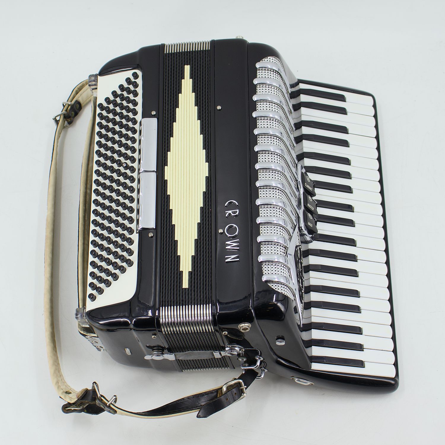 Used Crown 120 Bass Piano Accordion w/3 Switches (Bass, Master, Clarinet)
