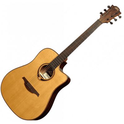 LAG Guitars Tramontane 118 Series Dreadnought Cutaway Electro Black w/ Hybrid Gig Bag