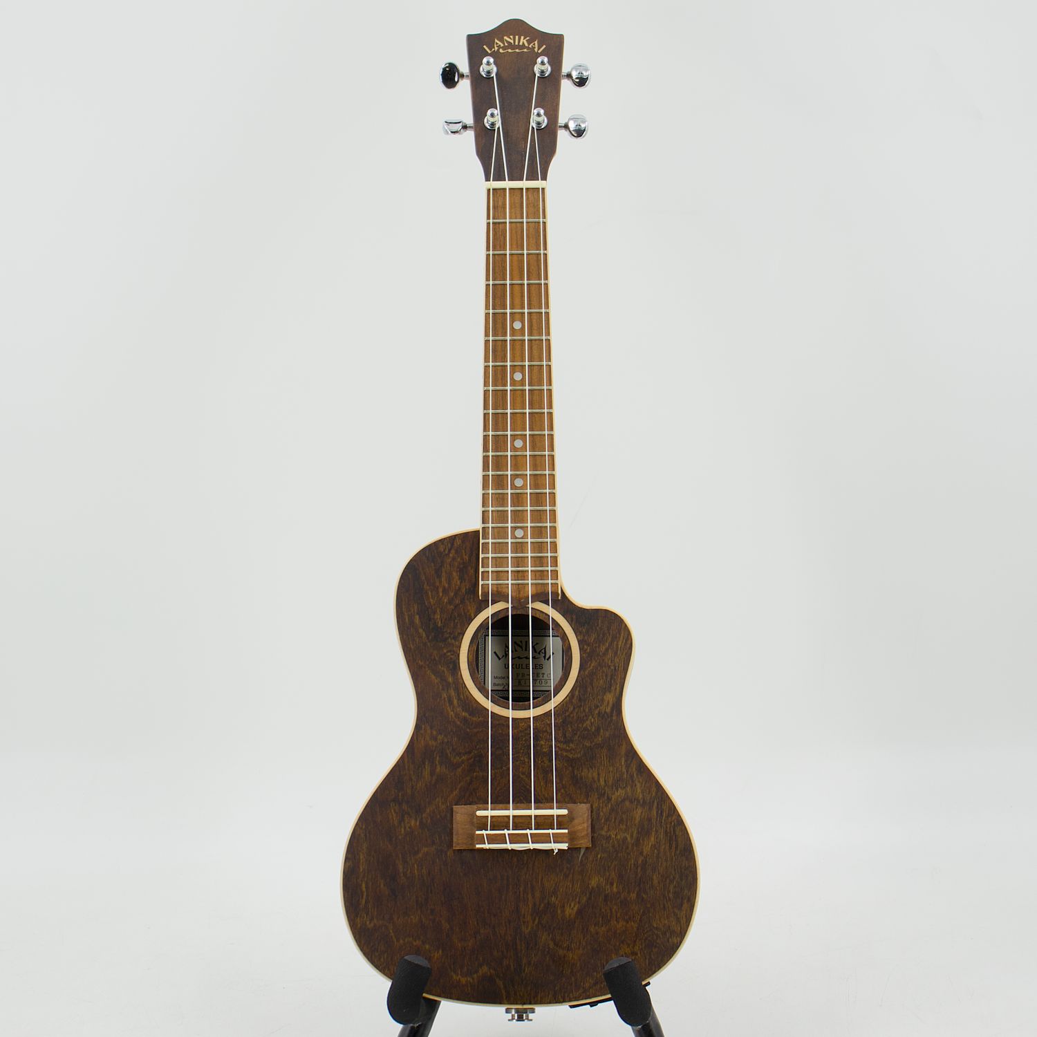 Lanikai Figured Bocote Thin Body Cutaway Electric Concert Ukulele w/Bag