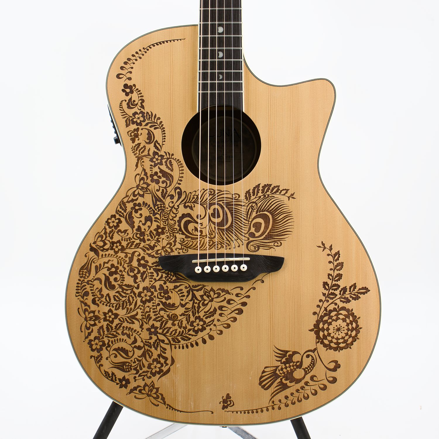 Used Luna Henna Oasis Natural Acoustic Guitar w/Luna SL3 Electronics