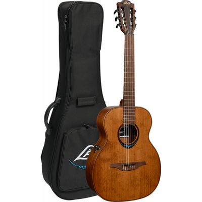 LAG Guitars Blue Wave Nylon Travel Electro Brown w/ Gig Bag