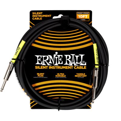 Ernie Ball Classic Silent Instrument Cable, Straight/Straight 10ft - Black