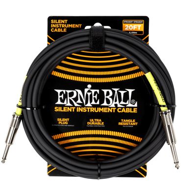 Ernie Ball Classic Silent Instrument Cable, Straight/Straight 20ft - Black