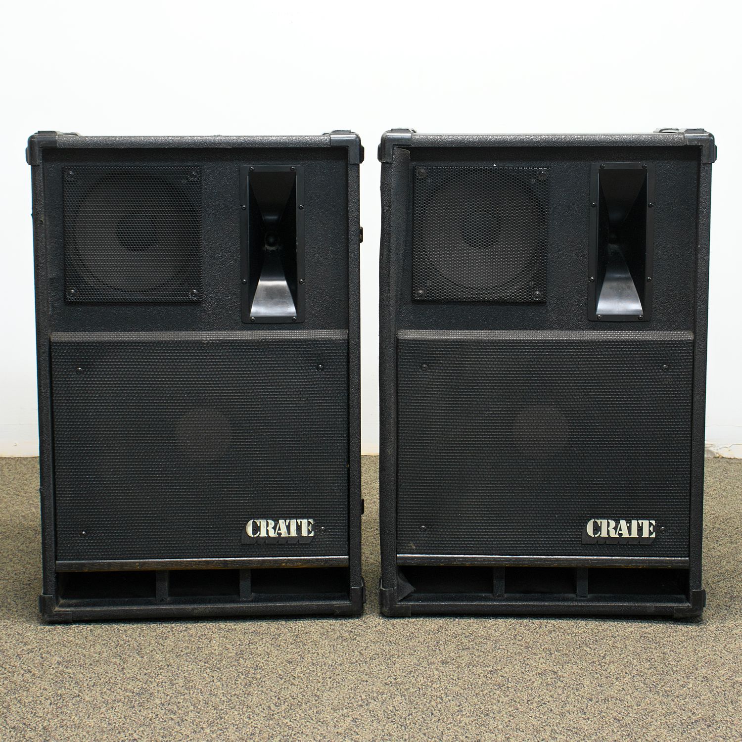 Used AS/IS Crate PS-1510H Black Passive PA Speakers Pair - Fair Condition