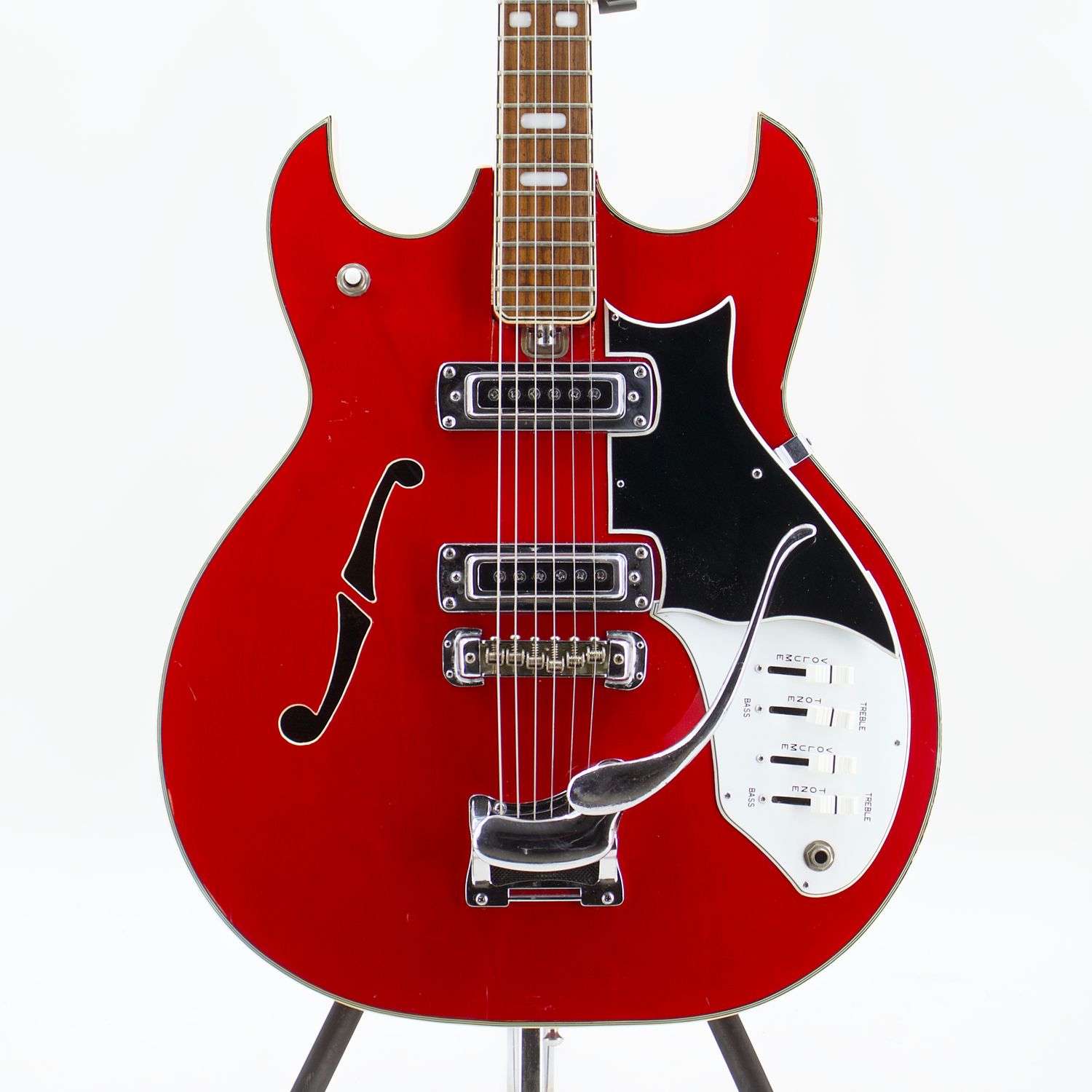 Used AS/IS Silvertone 1461 MIJ Cherry Red Semi-Hollow Electric Guitar