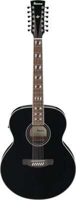 Ibanez AJ7012M1EBK Jumbo Acoustic Guitar in Black High Gloss