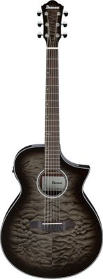 Ibanez AEWC16QATKH AEWC Acoustic Guitar in Transparent Black Sunburst High Gloss Top, Natural High Gloss Back and Sides