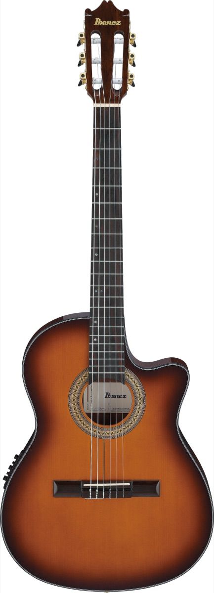 Ibanez GA35TCEVLS Thinline Cutaway Classical Acoustic Guitar in Violin Sunburst High Gloss