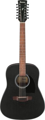 Ibanez PF5412WKH Dreadnought Acoustic Guitar in Weathered Black Open Pore Top, Open Pore Natural Back and Sides