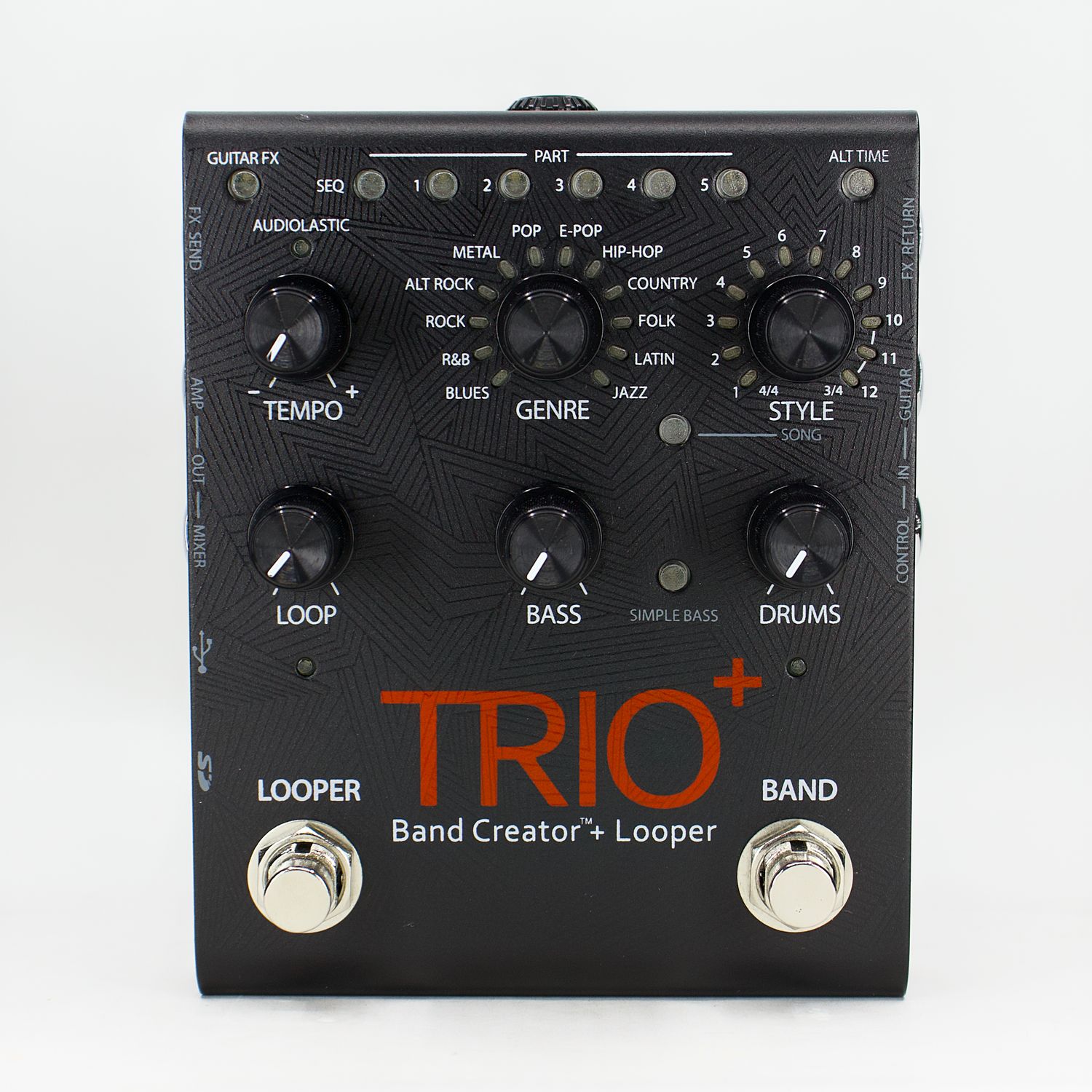 Used DigiTech Trio+ Black Band Creator Looper Very Good w/Power Adapter FS3X Footswitch