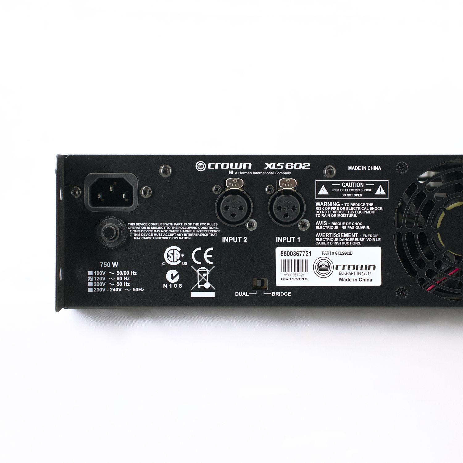 Used Crown XLS 602 Power Amplifier 2U Rack - Very Good Condition