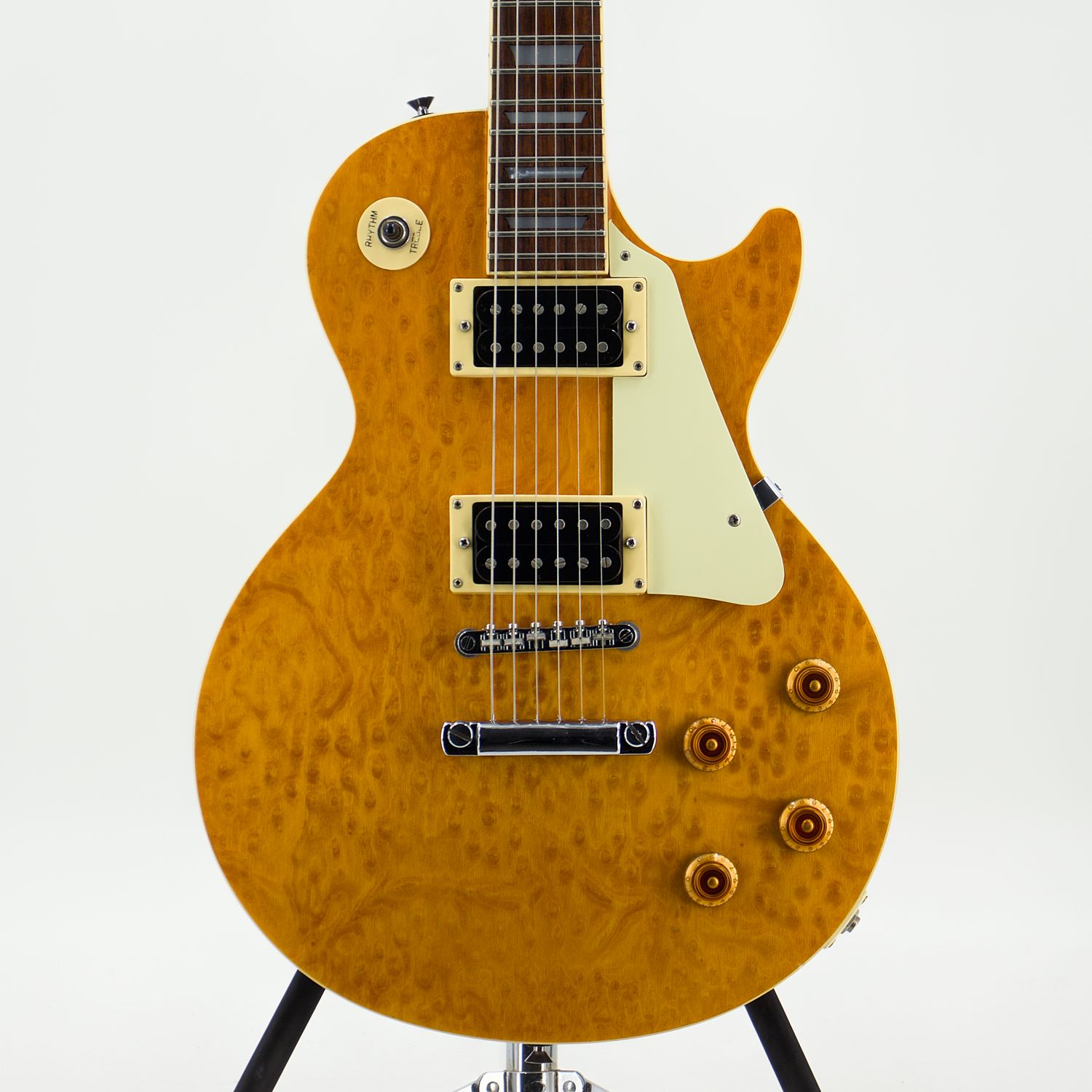 Used Epiphone Les Paul Classic Birdseye Trans Amber Electric Guitar - Good