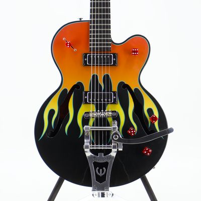 Used Epiphone FlameKat Ebony Flame Graphic Electric Guitar - Good Condition