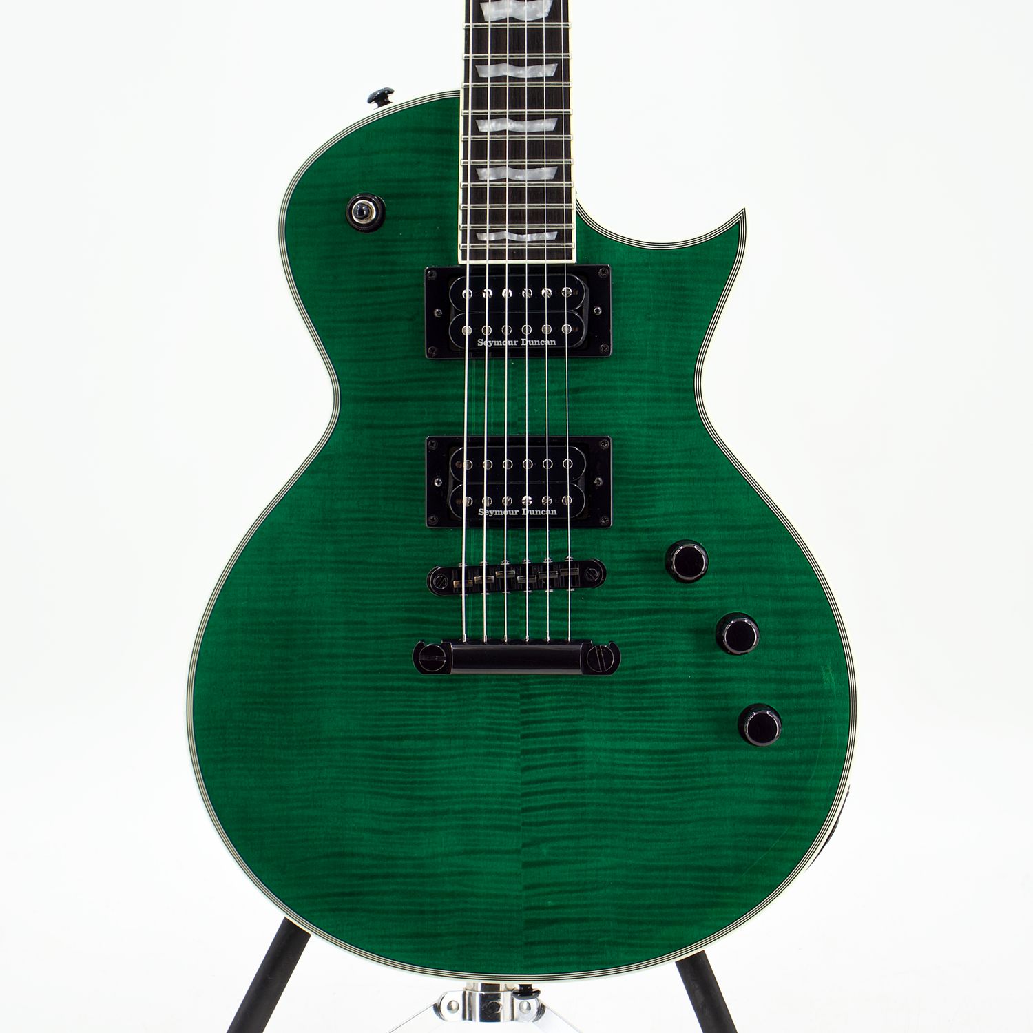 Used ESP LTD EC-1000FM Deluxe See Thru Green w/ Case + Seymour Duncan