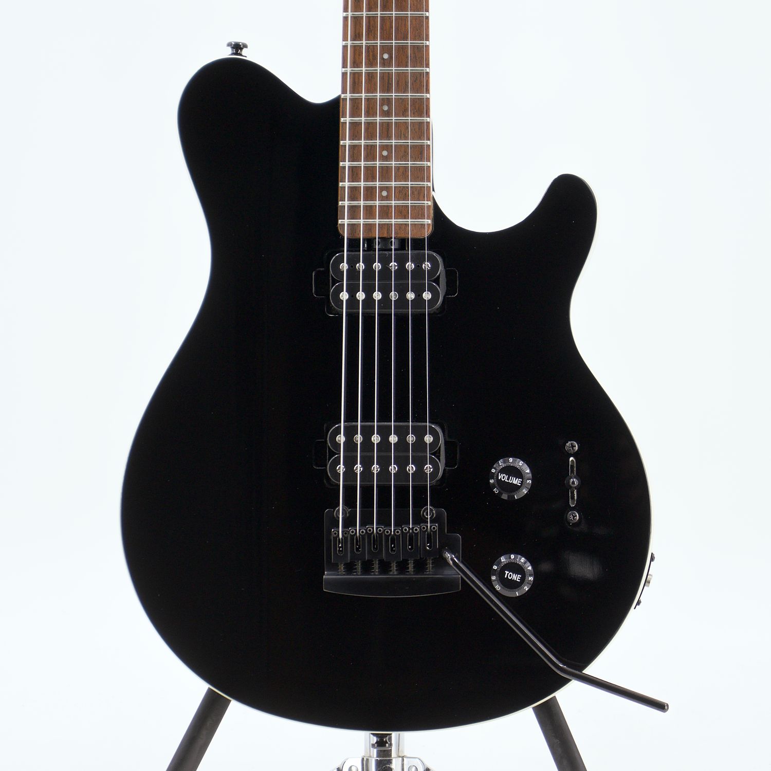 Used Sterling by Music Man AX3 Axis Black Electric Guitar Very Good Condition