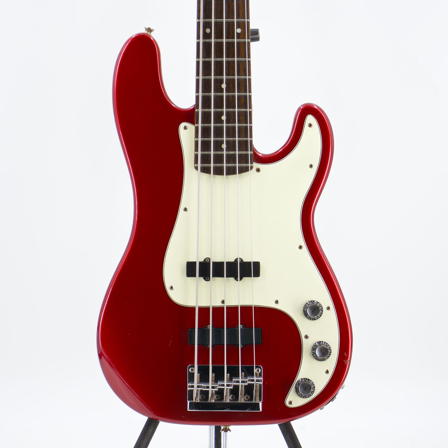 Used Squier Standard Jazz Bass V Candy Apple Red 5-String Electric Bass Guitar