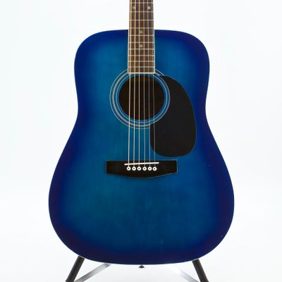 Used Jay Turser JAY-JR-TRD/TBL Transparent Blue Travel Acoustic Guitar - Good Condition