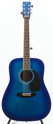 Used Jay Turser JAY-JR-TRD/TBL Transparent Blue Travel Acoustic Guitar - Good Condition