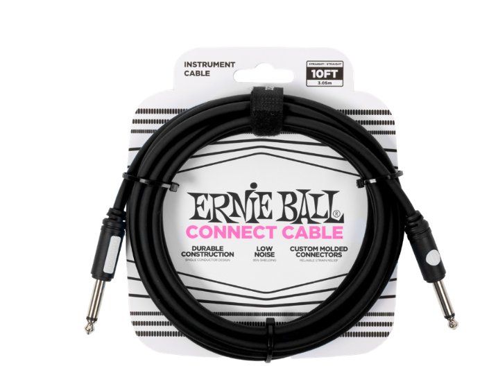 Ernie Ball - 10ft Connect Cable Straight/Same Instrument Cable - Black