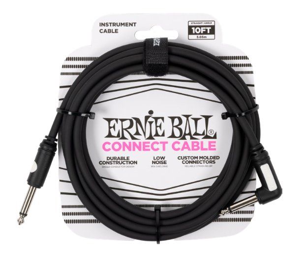 Ernie Ball - 10ft Connect Cable Straight/Angle Instrument Cable - Black