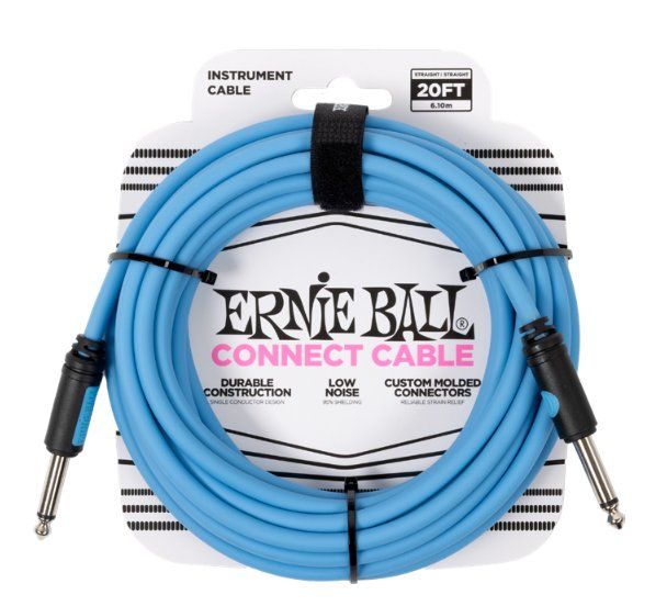 Ernie Ball - 20ft Connect Cable Straight/Angle Instrument Cable - Blue