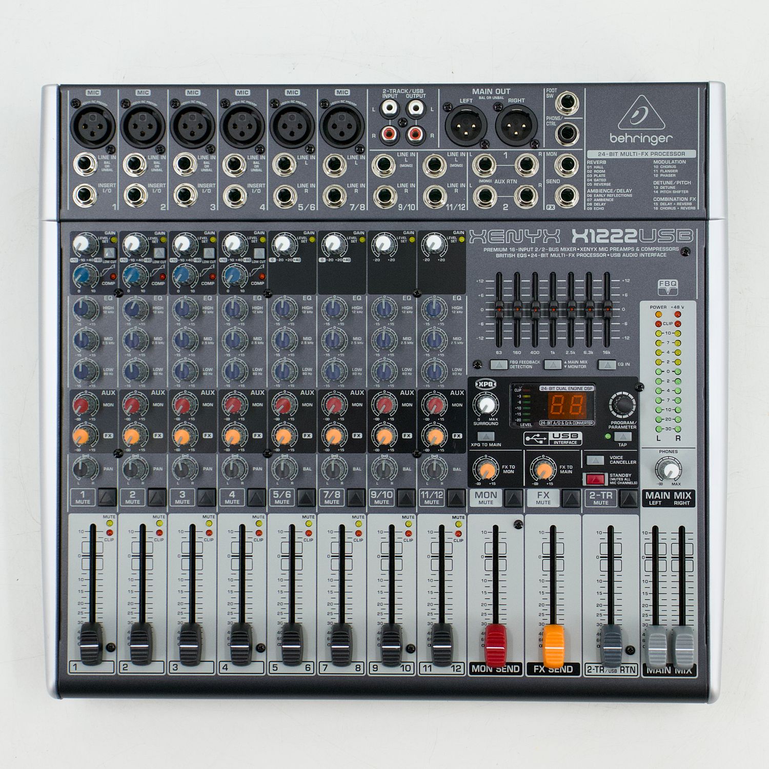 Used Behringer Xenyx X1222USB Black Analog Mixer USB Audio Interface - Very Good