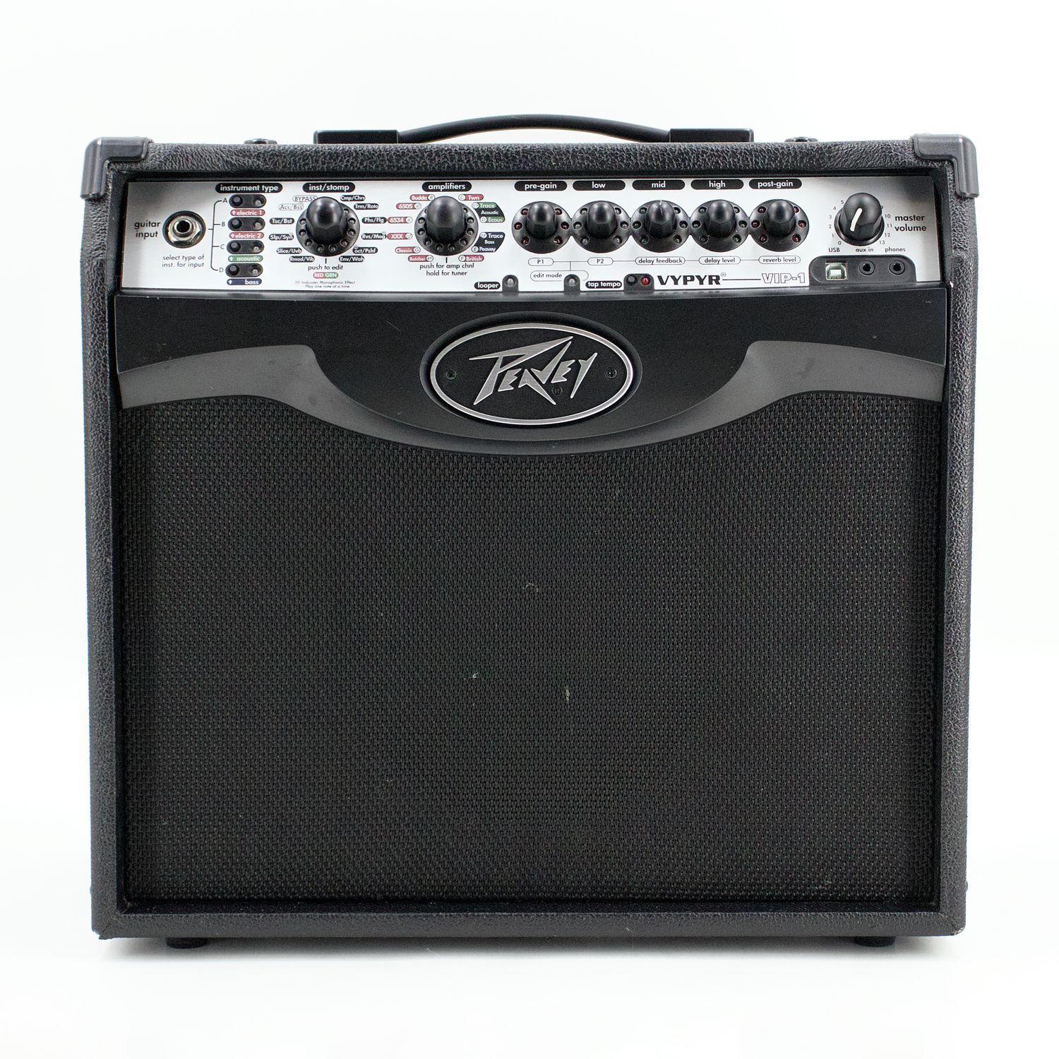 Used Peavey Vypyr VIP 1 Black 20W Modeling Combo Guitar Amp w/IEC Power Cable