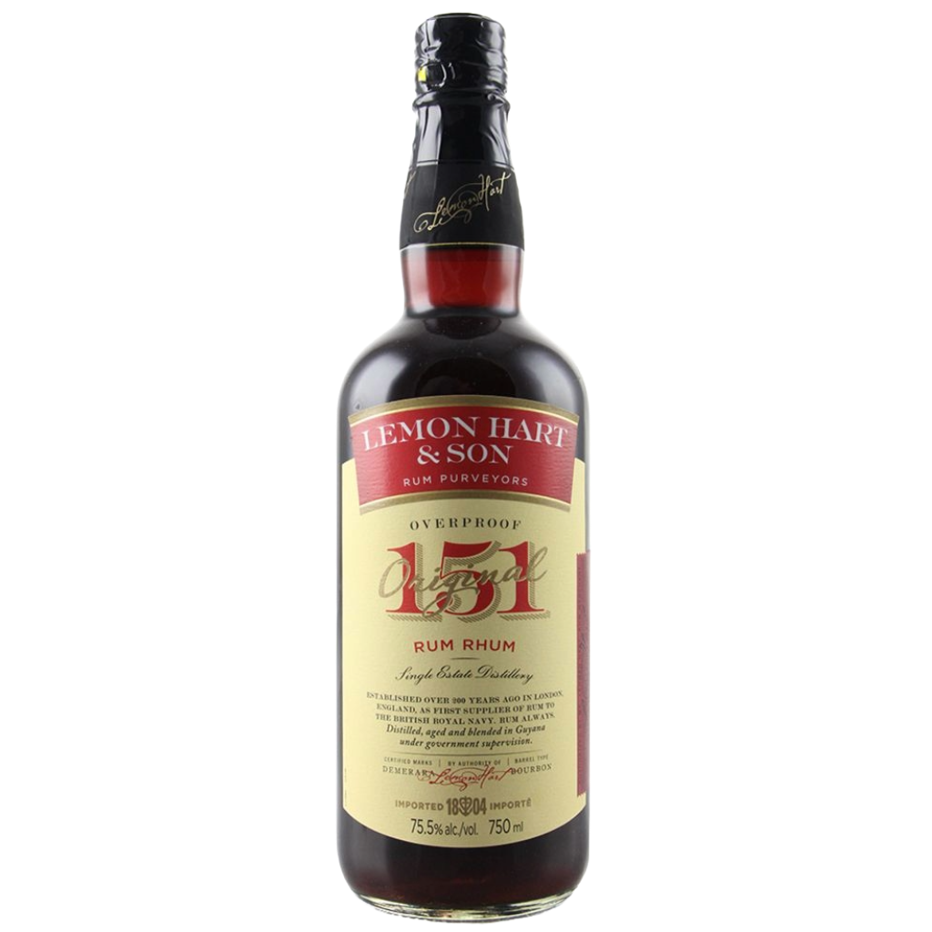 LEMON HART &amp; SON RUM 151 OVERPROOF 750ML