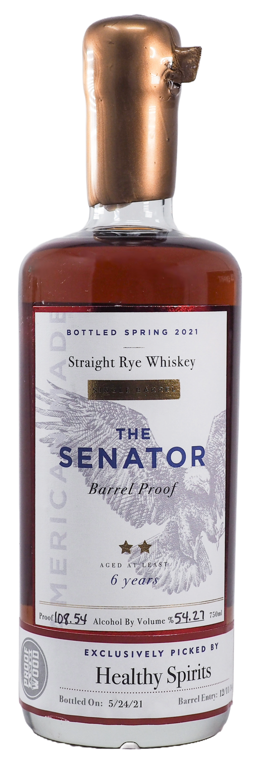 THE SENATOR HEALTHY SPIRITS SINGLE BARREL 6 YEAR RYE 108.54 PROOF 750ML