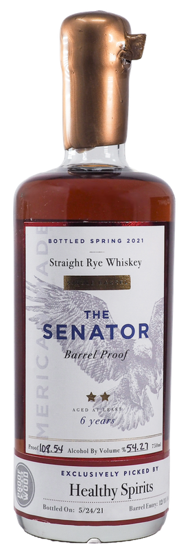 THE SENATOR HEALTHY SPIRITS SINGLE BARREL 6 YEAR RYE 108.54 PROOF 750ML