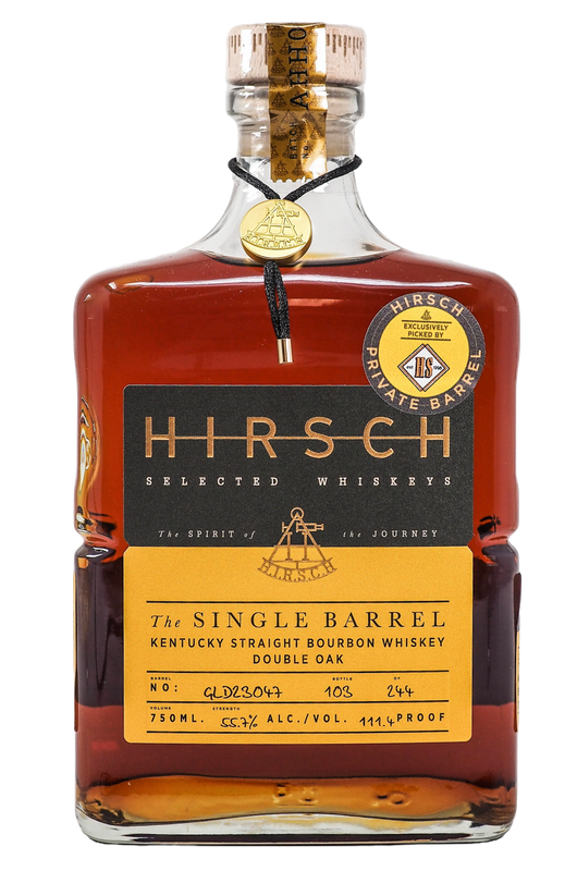 HIRSCH GOLDLINE HEALTHY SPIRITS 9 YEAR SINGLE BARREL DOUBLE OAK BOURBON 750ML