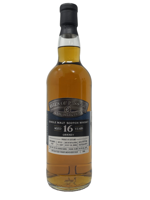 RITES OF PASSAGE ORKNEY (HIGHLAND PARK) 16 YEAR FIRST FILL OLOROSO AGED SCOTCH 700ML