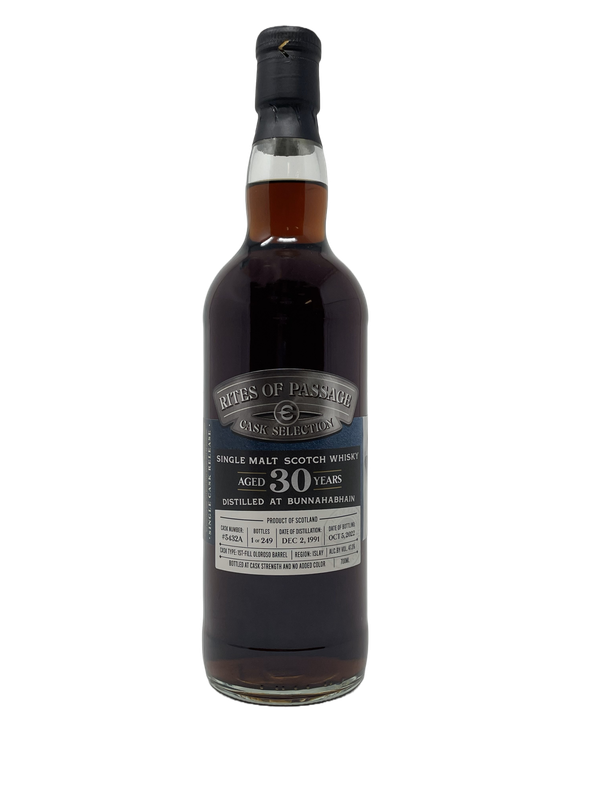 RITES OF PASSAGE BUNNAHABHAIN 30 YEAR FIRST FILL OLOROSO AGED SCOTCH 700ML