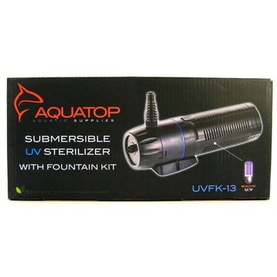 AQUATOP UVFK-13 264 GPH Submersible 13 Watt UV Sterilizer Pond Pump With Fountain Kit