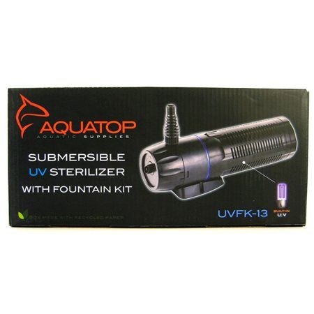 AQUATOP UVFK-13 264 GPH Submersible 13 Watt UV Sterilizer Pond Pump With Fountain Kit