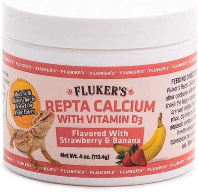 Flukers Strawberry Banana Flavored Repta Calcium Supplement - With Vitamin D3 for Strong Bones in Reptiles Amphibians